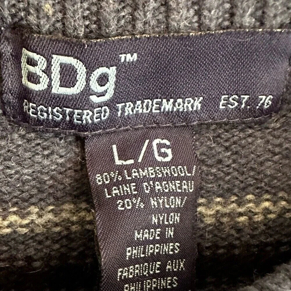 BDG Urban Outfitters Striped Wool Crew Neck Sweater Men's Large‎ Blue Grandpa